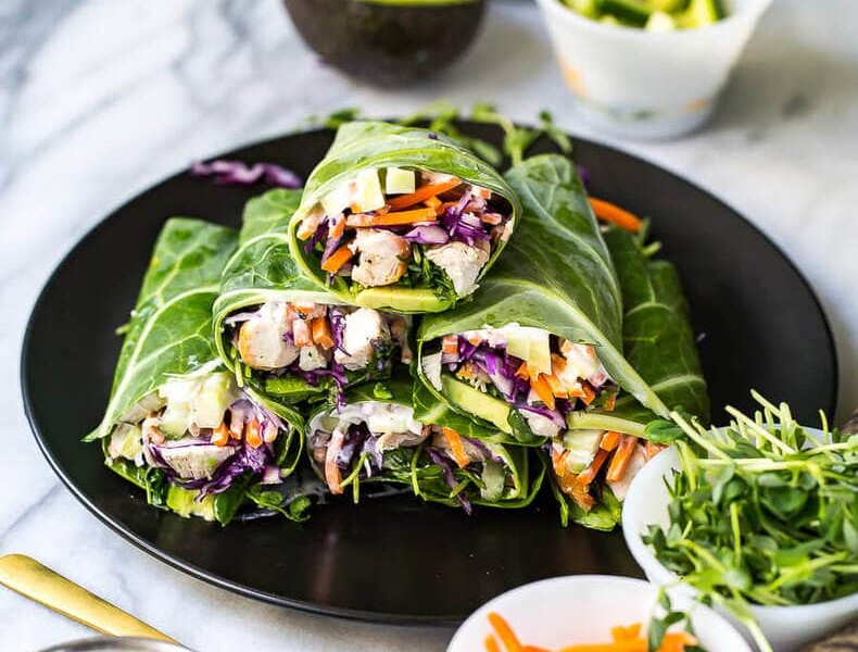 Low Carb Garlic Chicken Collard Wraps